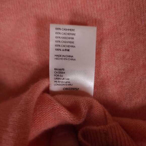 Pilcro 100% Cashmere Coral Salmon Sweater Womens XS Long Sleeve Soft Luxury - Picture 9 of 14